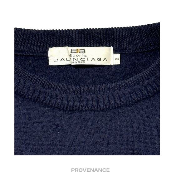 🔴 Balenciaga Crewneck Wool Sweatshirt - Deep Navy M - Picture 7 of 10